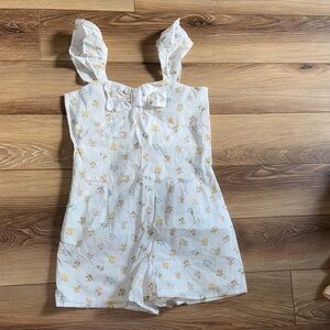Janie and Jack Floral Ruffle Strap Romper NWOT